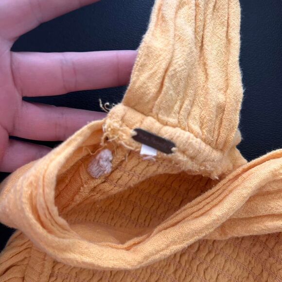 Free People Amani Yellow Open-Back Smocked Peplum Top – Boho Fairy Y2K (Fits S) - Picture 7 of 7